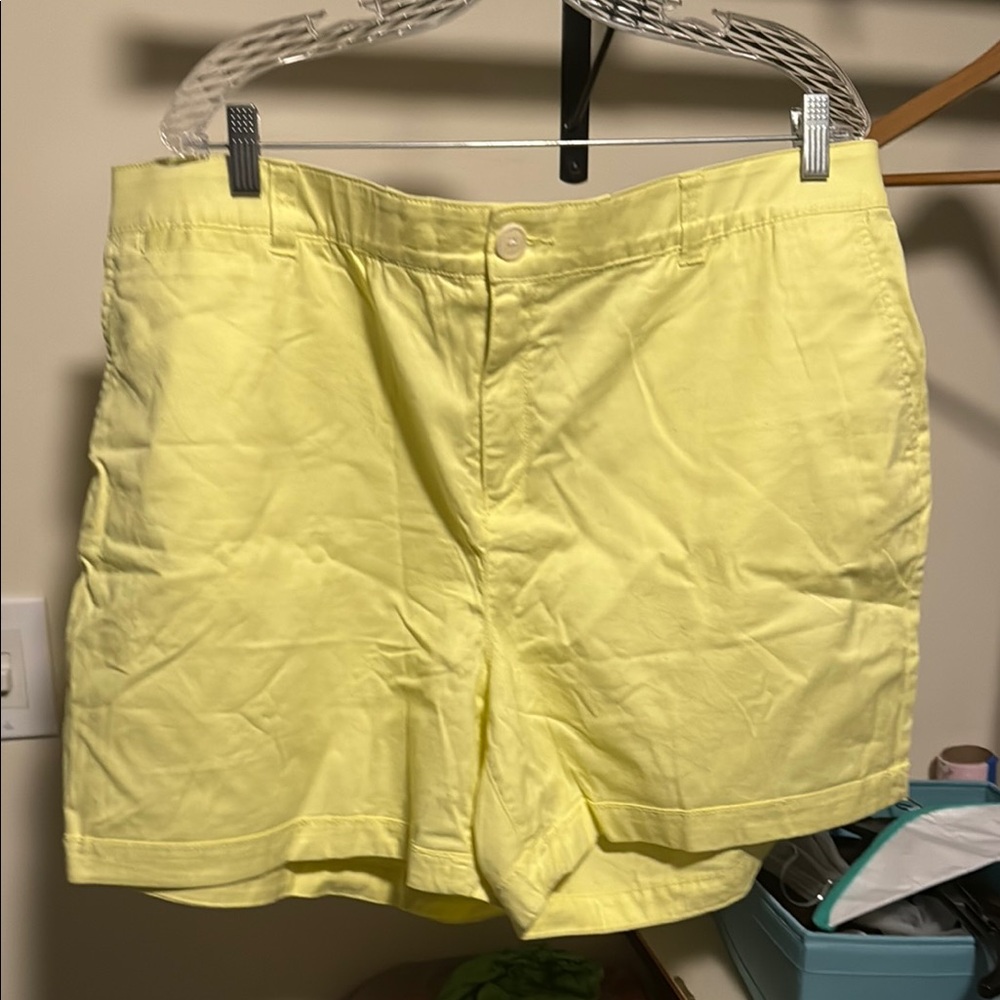 Lane Bryant 18 Yellow Flat Front Mid-Thigh Shorts